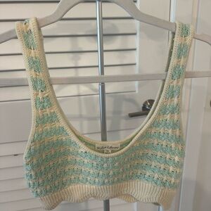 For Love And Lemons Green Crop Tank Top Ribbed Sleeveless